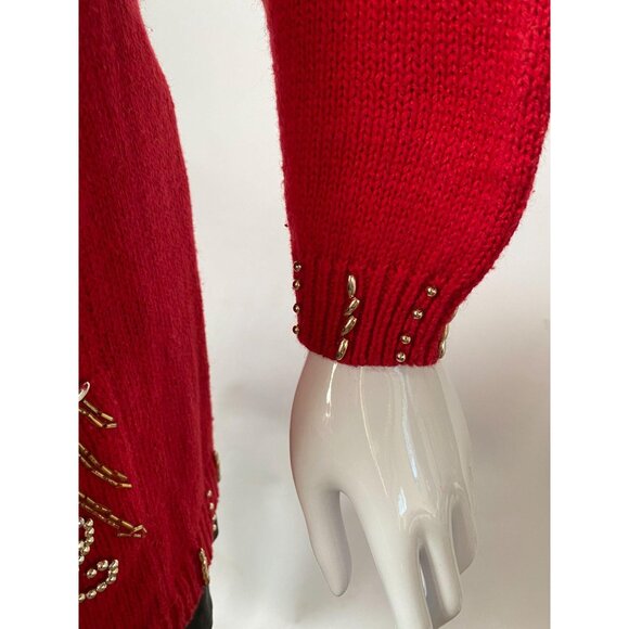 Red & Gold Embellished Sweater Dress Size S Studio S Collection - Picture 8 of 13